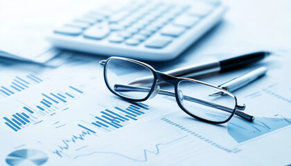 Business Analytics, Financial Charts and Glasses