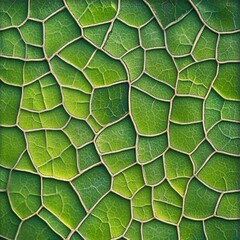 A close-up view of a vibrant green leaf with intricate lattice patterns, showcasing nature's stunning textures and details.