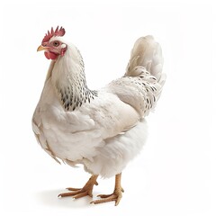 Fototapeta premium Single hen with white feathers looking to the side