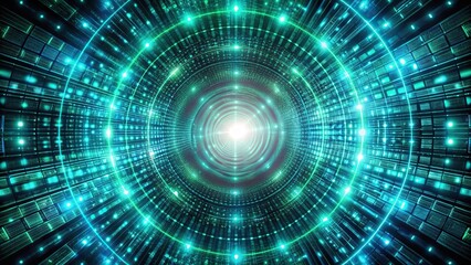 Abstract matrix energy tunnel background with medium shot perspective