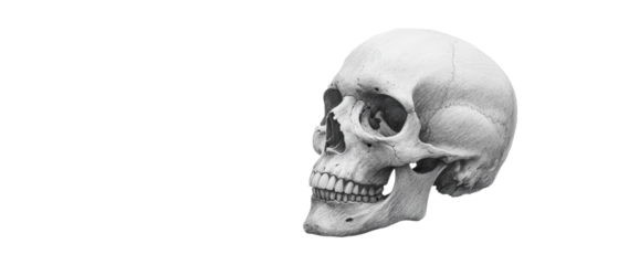 Detailed Charcoal Sketch of a Human Skull