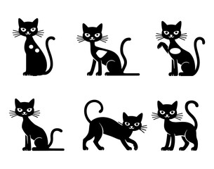 Obraz premium Cat Silhouette Vector Collection, Cat Symbol Set 