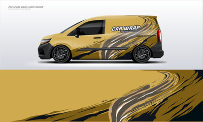 Fototapeta premium van car wrap livery design brown color combination
