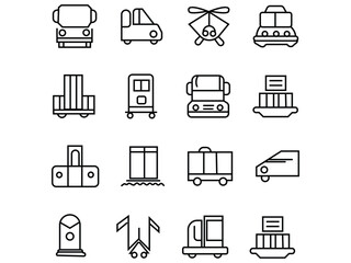 Transportation thin line icons set 
