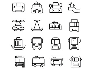 Transportation thin line icons set 
