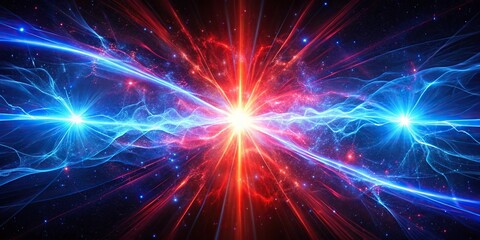 Fototapeta premium Abstract plasma beams shockwave in space blue red UHD wallpaper