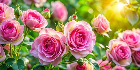 A stunning arrangement of delicate pink roses offers an exquisite backdrop for product photography, enriching elegance and charm. Perfect for