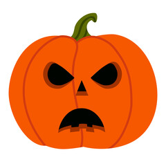 Smiling Halloween pumpkin illustration isolated on transparent background. Vector illustration