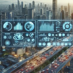 City Data Dashboard Detailed illustration of a digital dashboard