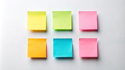 Fototapeta premium Bright oblong sticky notes feature a sleek transparent background, enhancing minimalist decor. Perfect for jotting down ideas while maintaining a