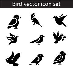 birds logo set vector icons black and white

