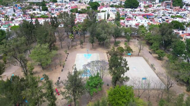 Flying over the Park in the La Estancia neighborhood of Guadalajara, Mexico