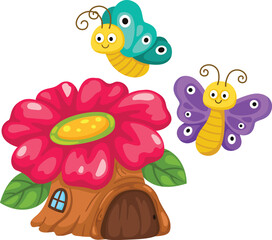 Illustration tree house white background vector