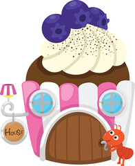 Illustration cake house white background vector