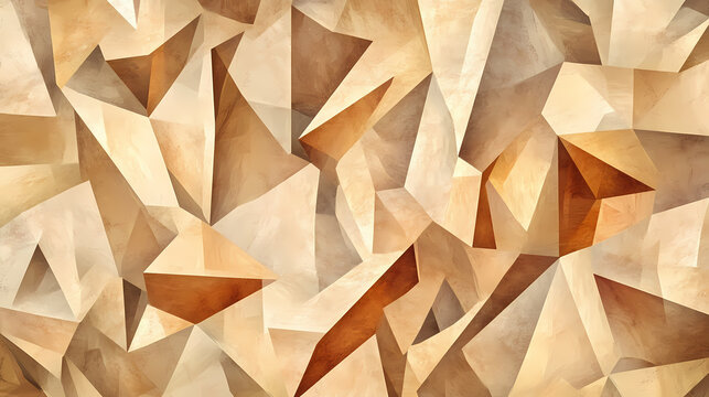 Fototapeta Warm beige rock abstract background transformed into a cubist masterpiece showcasing the beauty of natural forms through geometric abstraction. Abstract Cubism. Illustration
