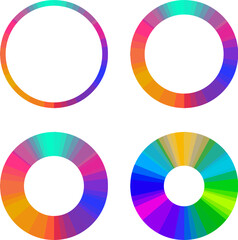 Obraz premium Abstract clipart wheel rainbow spectrum colors vector. Round circle color palette.