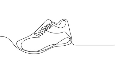 Sport Sneaker shoes in continuous line art drawing style, sneakers are drawn with one line. Sports shoes in a linear style. continuous one line. Vector illustration, Shoe Continuous Line Icon