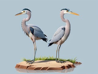 Obraz premium great blue heron ardea cinerea,pigeons in the sky,great heron ardea cinerea,great blue heron