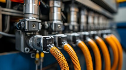 Naklejka premium Hydraulic unit with hydraulic hoses