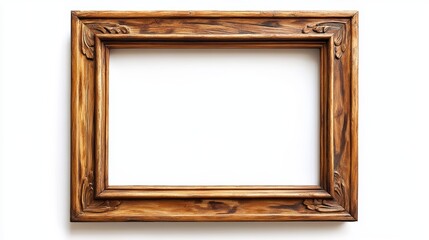 Simple Classic Old Vintage Wooden Rectangle mockup canvas frame isolated on white Blank and diverse subject molding baguette Design element use for paint mirror or photo