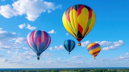 Fototapeta premium Colorful Hot Air Balloons in a Blue Sky