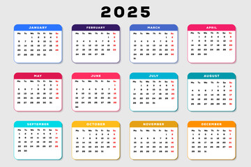 2025 calendar background illustration colorful design