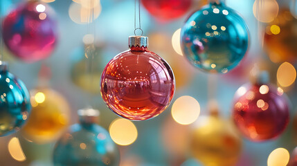 Fototapeta premium Christmas Ornaments with Bokeh Lights.