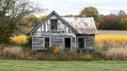 Abandoned Farmhouse in Autumn.