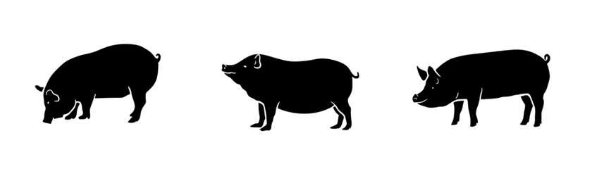 A set of pig silhouette image Vector