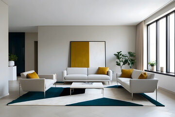 Modern living room with a cozy and comfortable sofa