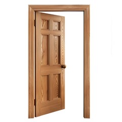 Oak open door in PNG isolated on transparent