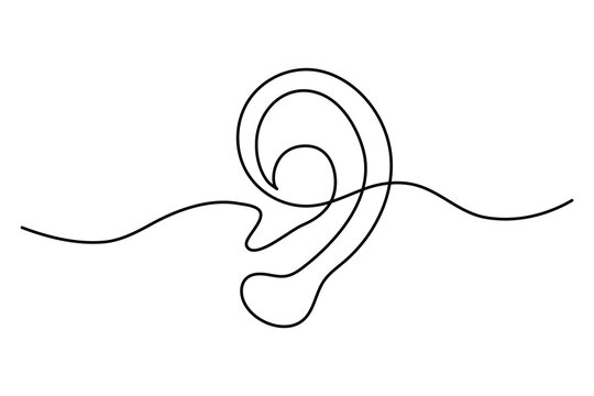 recommend clip art: Minimalist one line drawing of a human ear a contemporary artistic interpretation of human anatomy