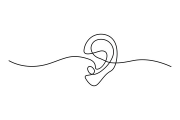 Fototapeta premium Minimalist one line drawing of a human ear a contemporary artistic interpretation of human anatomy