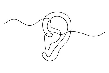 Minimalist one line drawing of a human ear a contemporary artistic interpretation of human anatomy