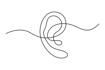 Continuous one-line human ear outline minimalist vector art
