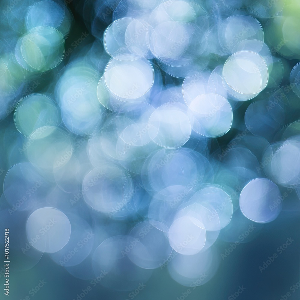 Poster a soothing abstract background featuring soft blue bokeh lights, perfect for enhancing various creat