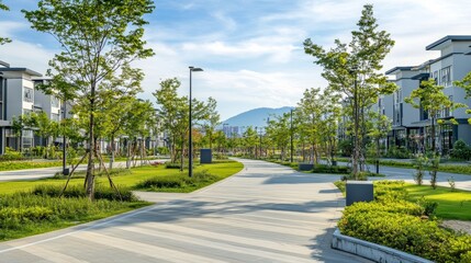 Obraz premium Modern and clean neighbourhood open space in the city