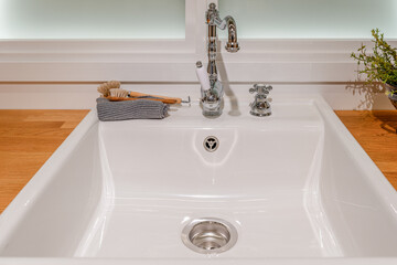 Simple and Sophisticated Sink with Chrome Faucet