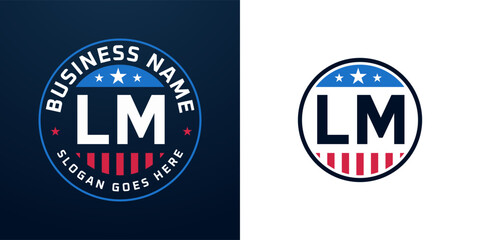 Patriotic LM Logo Design. Letter LM Logo with American Flag and Star, Patriotic Design