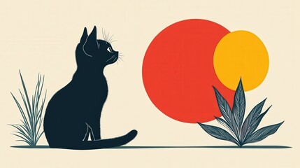 Retro Minimalistic Pet Supplies Poster Design with Fun Color Palette and Black Outlines