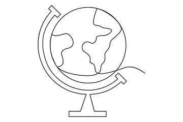 Modern earth globe in one continuous line vector illustration
