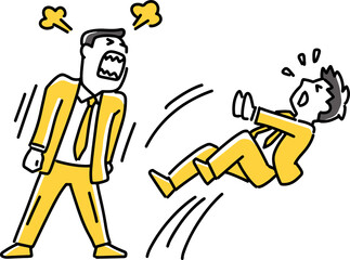 激しく怒られて飛ばされる男性