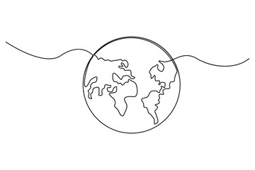 Continuous one-line earth globe outline vector illustration for minimalist and modern designs
