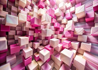 Soft pink and white cubes merge in a long exposure, forming a mesmerizing abstract pattern that captivates the essence of modern artistry and