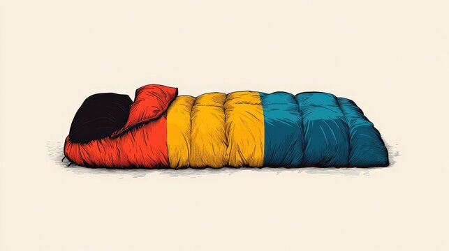 colorful sleeping bag, camping gear, outdoors clip art preview