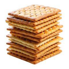 Stack of crackers isolated on transparent background