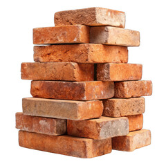 Obraz premium Stack of old bricks isolated on transparent background