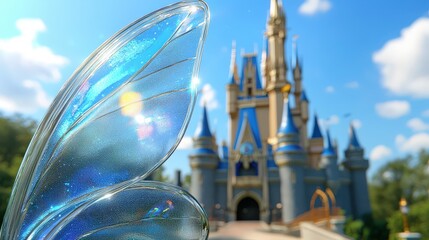 Fairy Wings with Dreamy Castle Background