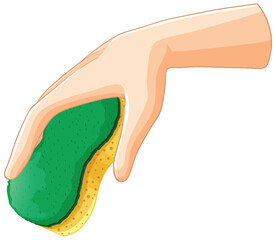 Hand Holding a Cleaning Sponge
