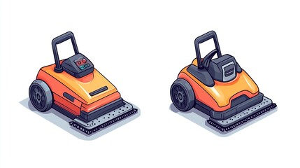 Fototapeta premium Colorful Vector Illustration of a Floor Scrubber Icon for Cleaning and Janitorial Services Use